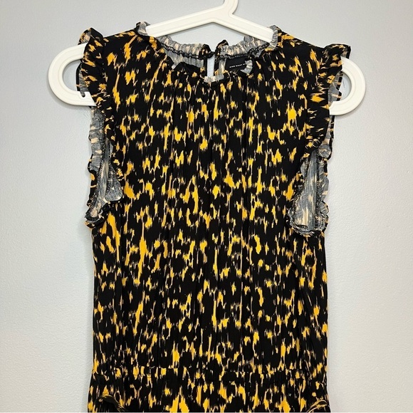 Who What Wear Textured Animal Print Ruffle Dress M 8 10 Black Gold Midi Vacation - Picture 15 of 16